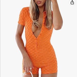 Orange Short Jumpsuit